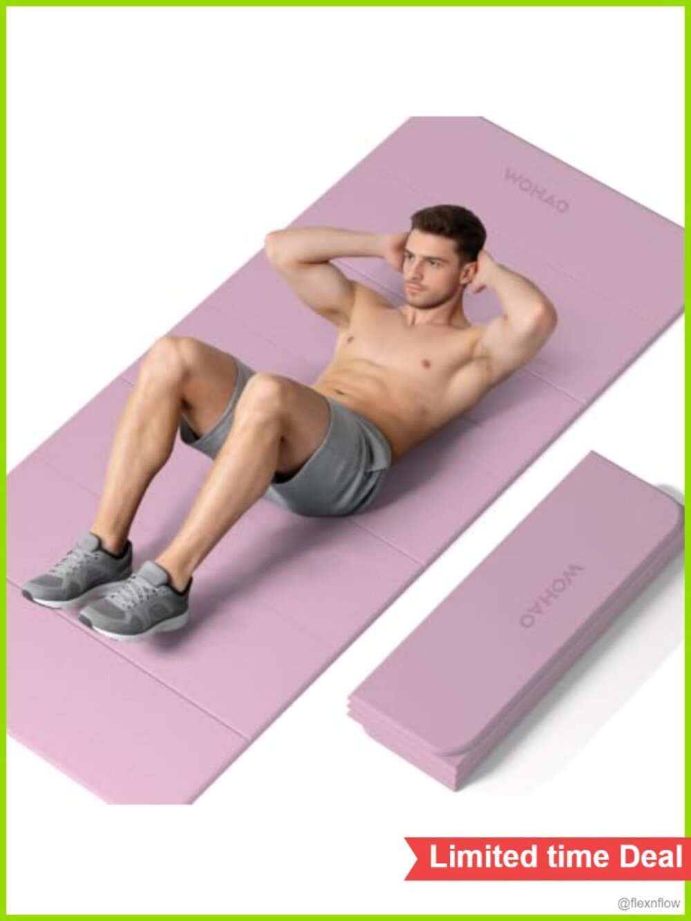 Folding Yoga Mat Extra Wide Non-Slip 74x31